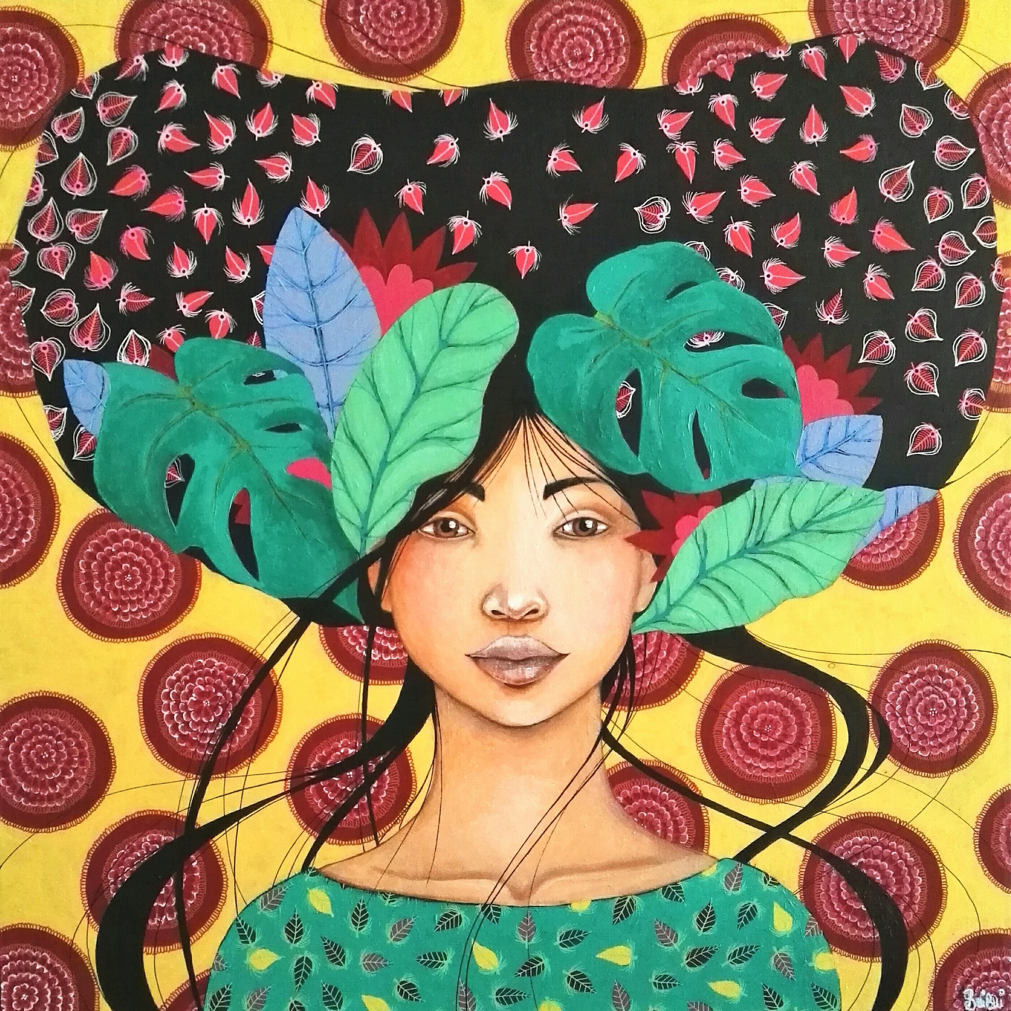 Acrylique et marqueurs sur châssis entoilé 80x80cm