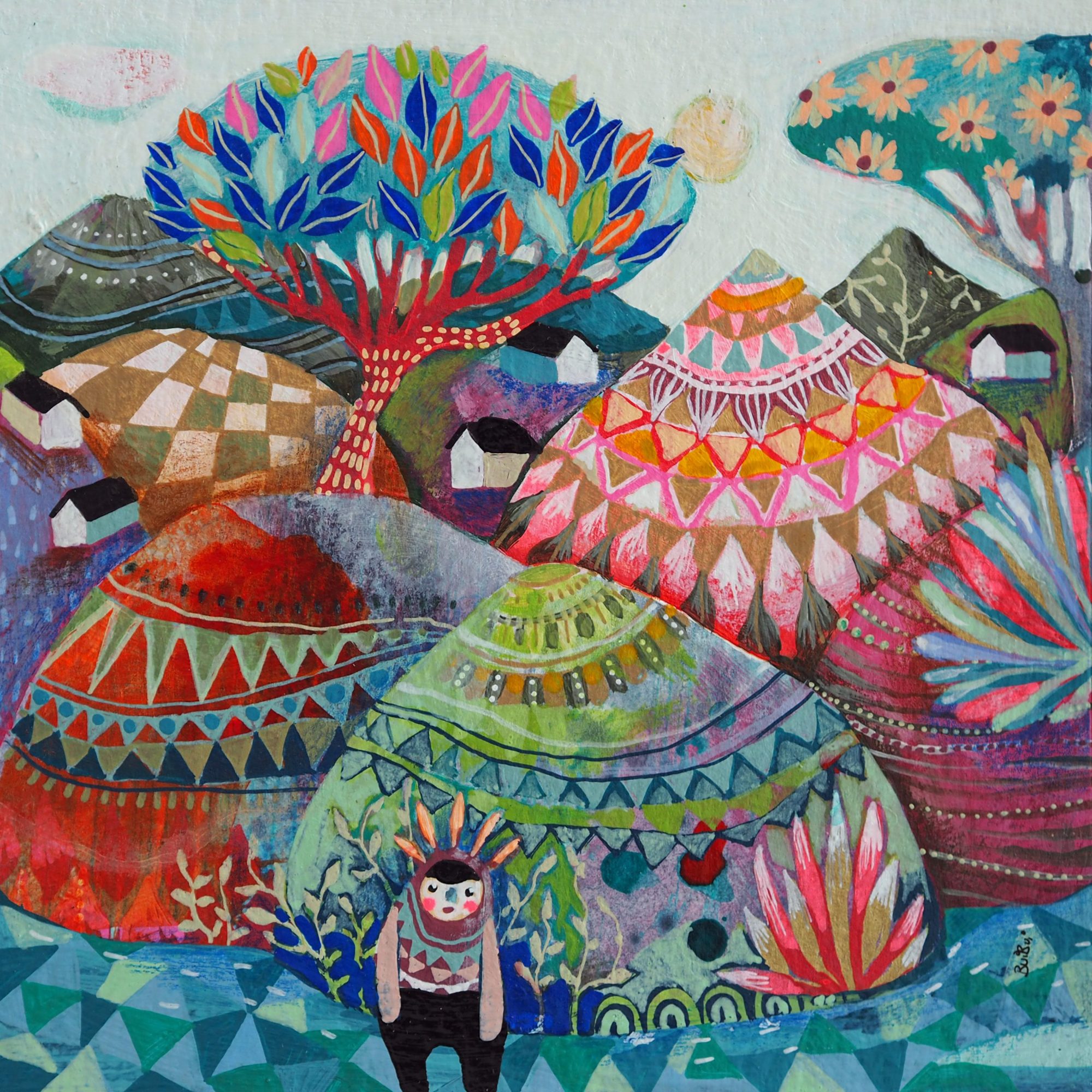 Technique mixte sur papier 13x13cm