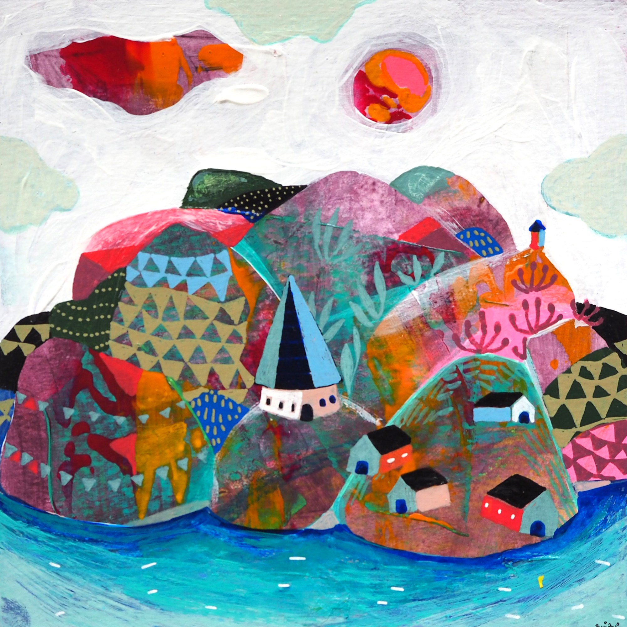 Technique mixte sur papier 13x13cm