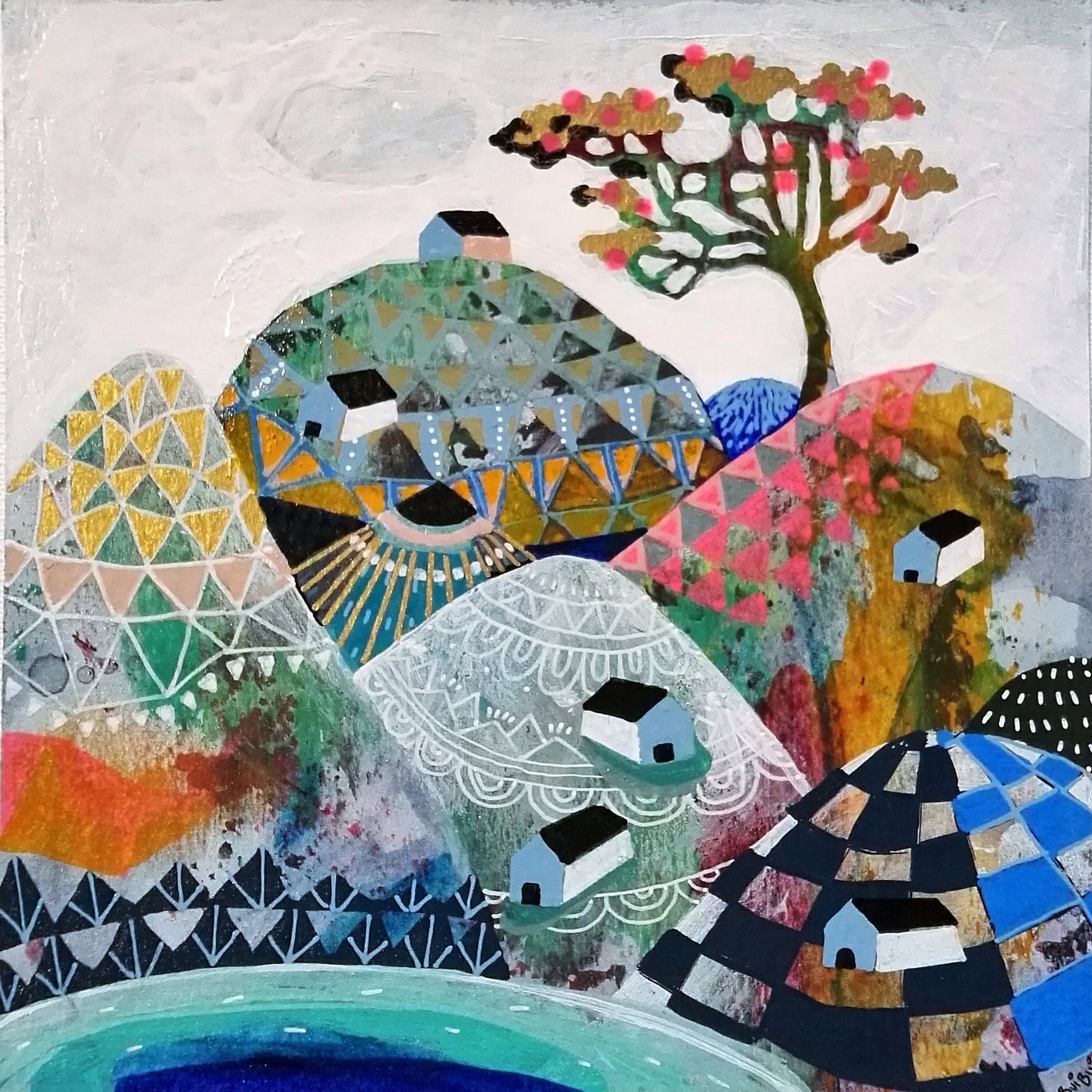 Technique mixte sur papier 13x13cm