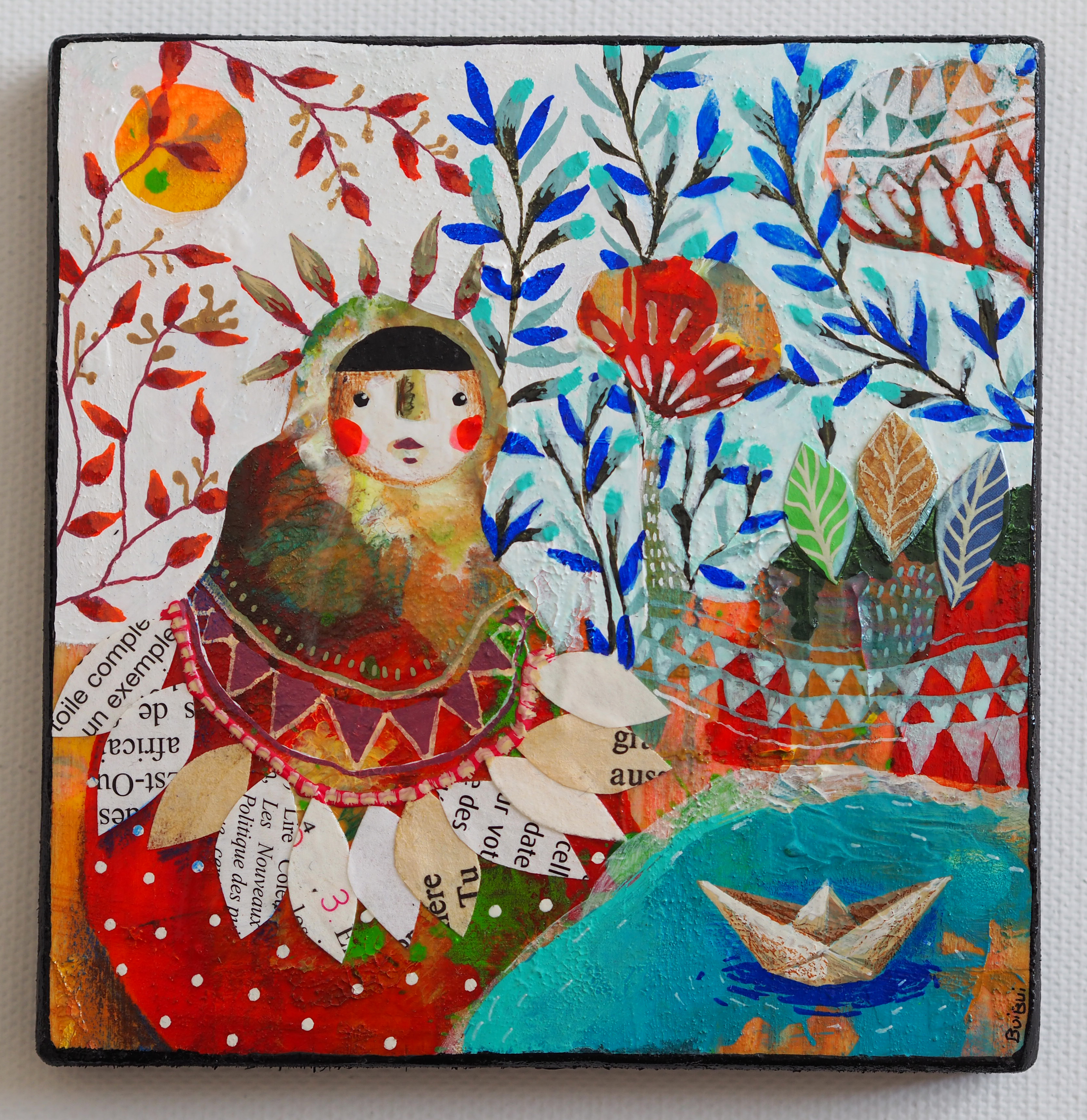 Technique mixte sur bois 12x12cm