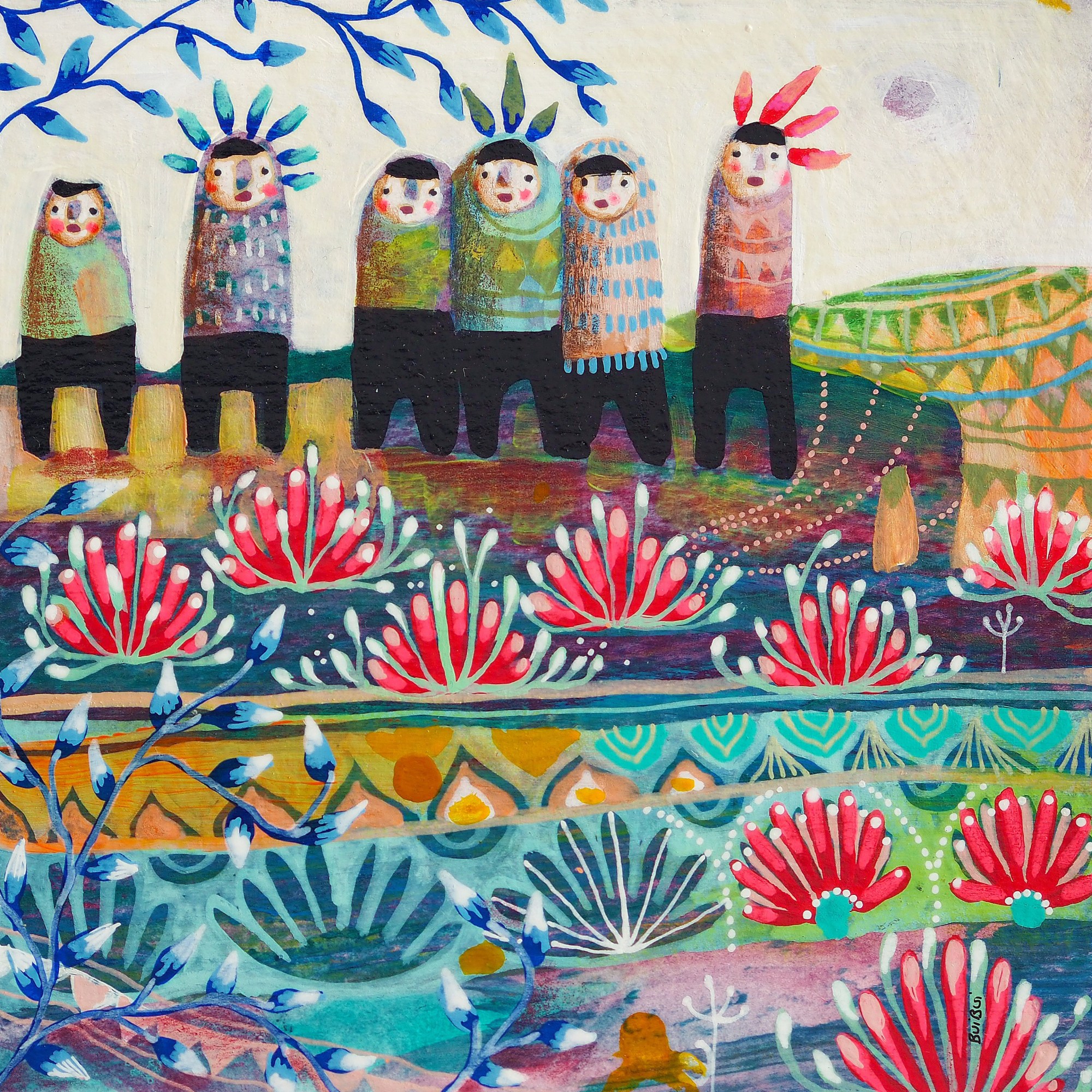 Technique mixte sur papier 13x13cm